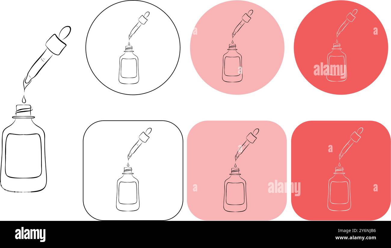 Serum-Symbol Black Line Art Vektor-Logo-Set Stock Vektor