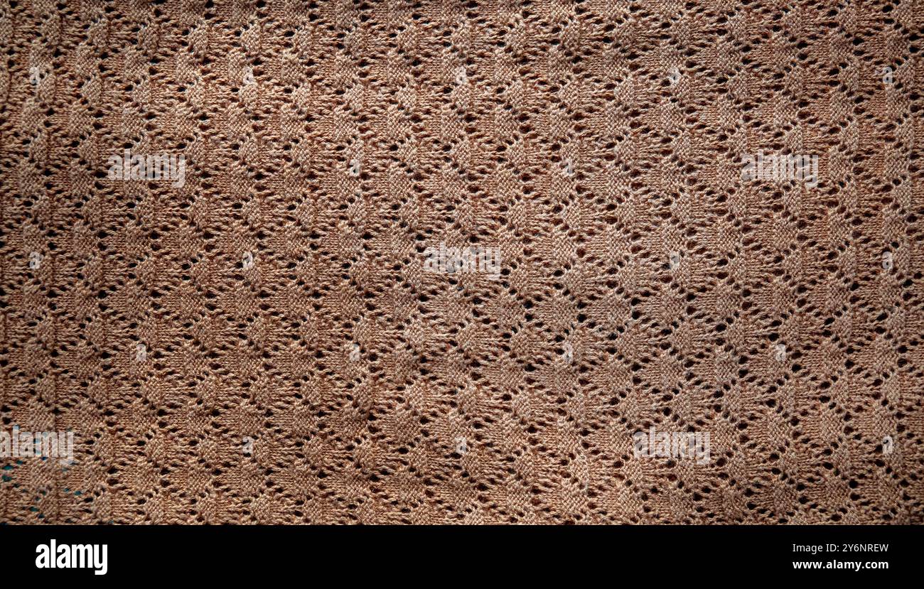Geometrisches braunes Textilmuster für Hintergrund. Draufsicht. Draufsicht. Stockfoto