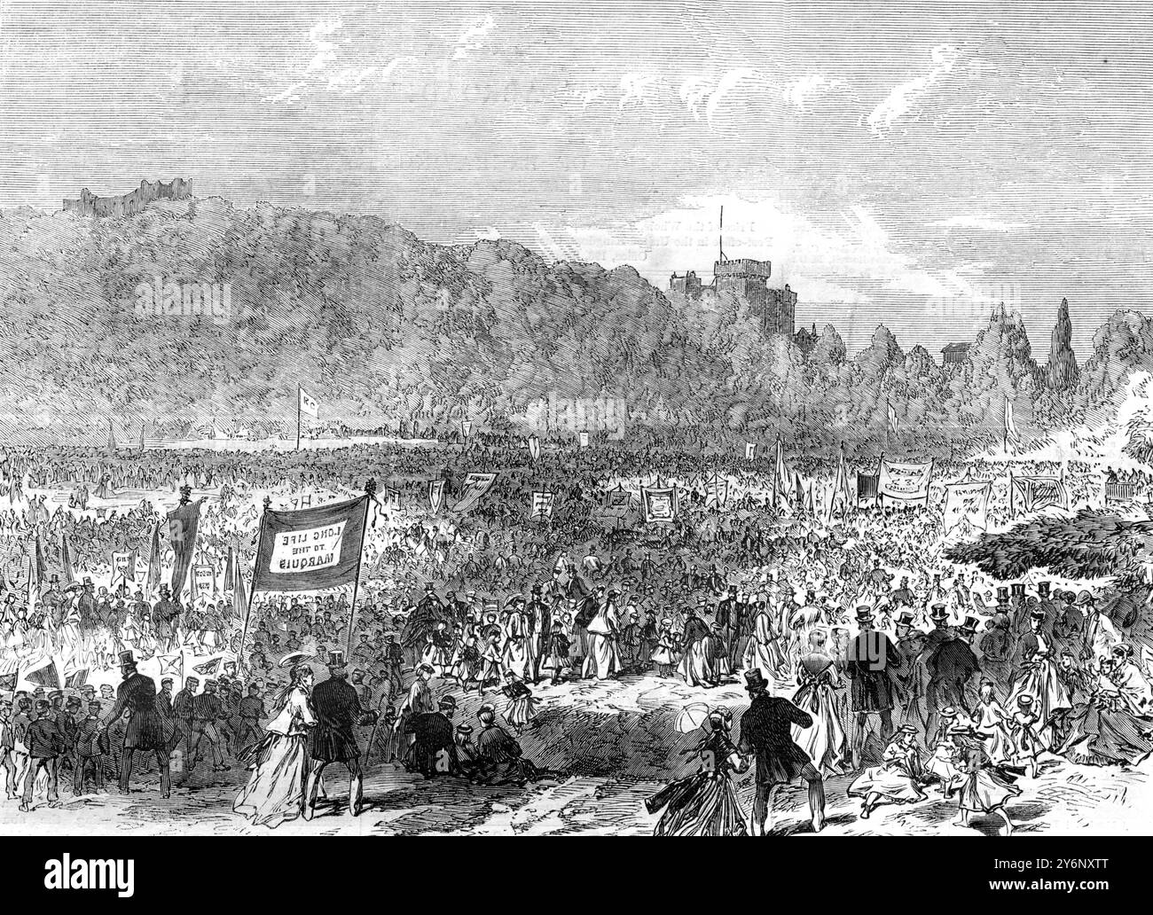 Die Sonntagsschulkinder in Cooper's Field, Cardiff. 26. September 1868 Stockfoto