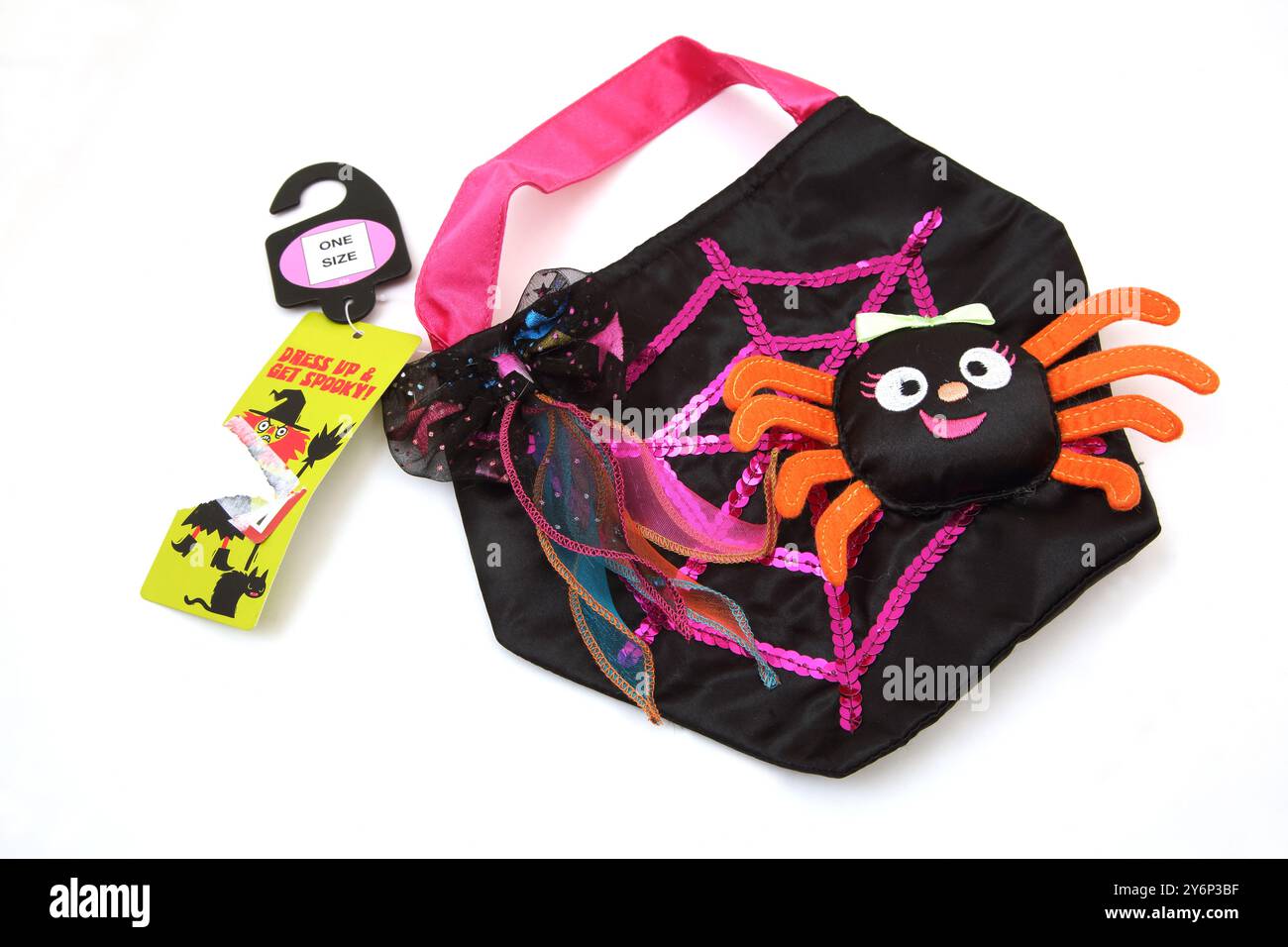 Halloween Kindertasche mit Spinnennetz und Pailletten Stockfoto