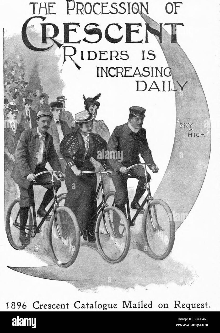 HALBMONDFAHRRÄDER. Eine Werbung für American Crescent Bikes aus dem Jahr 1896. Stockfoto