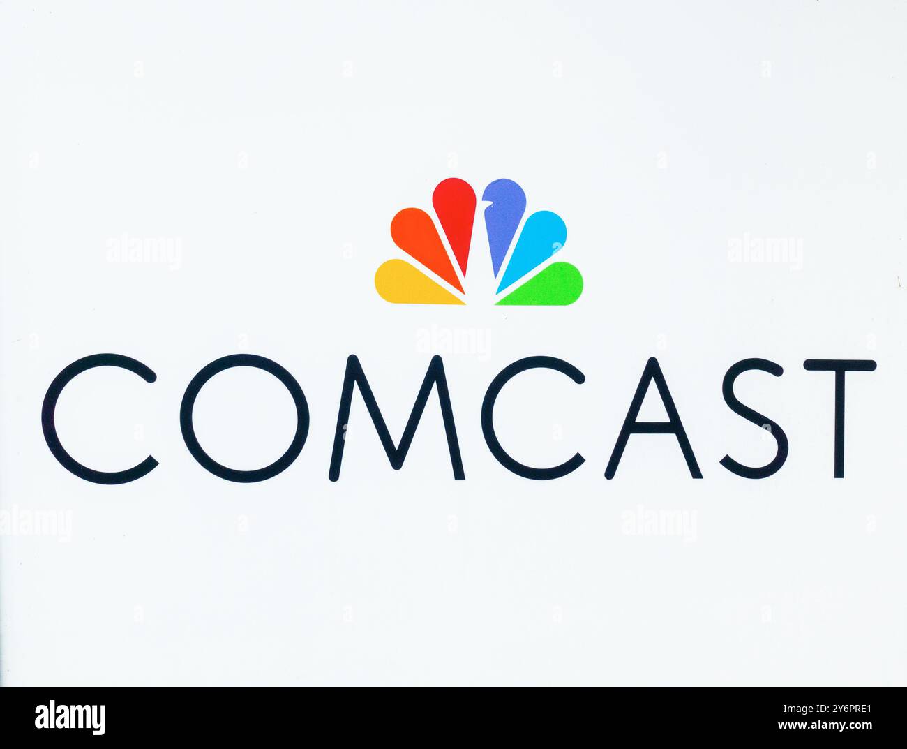 Comcast Center-Schild in Downtown Philadelphia PA Stockfoto