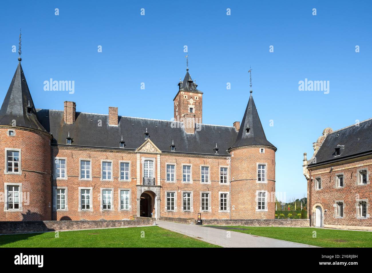 Hof der Kommandeur von Alden Biesen, Wasserburg aus dem 16. Jahrhundert in Rijkhoven, Bilzen, Provinz Limburg, Flandern, Belgien Stockfoto