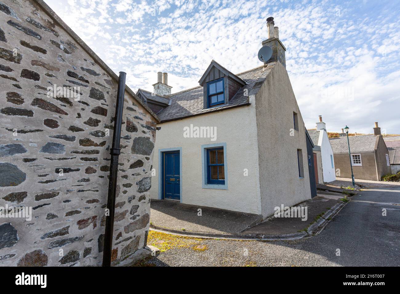 Sandend ist ein kleines Fischerdorf in der Nähe von Banff und Portsoy, Schottland. Stockfoto