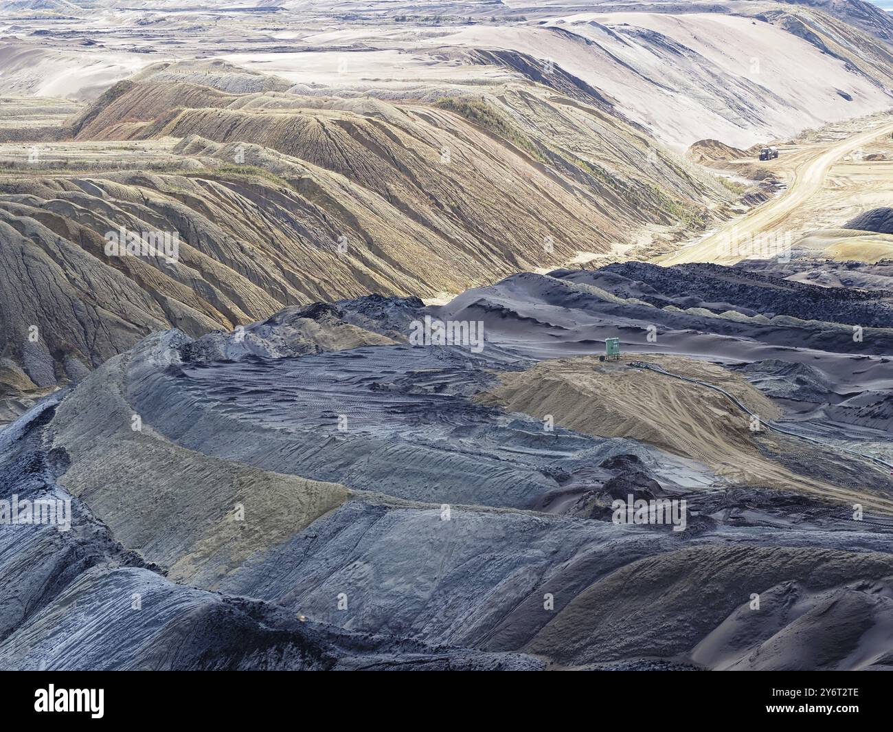 Blick auf das Braunkohlebergwerk Garzweiler, Rheinisches Braunkohlebergbaugebiet, Deutschland, Europa Stockfoto