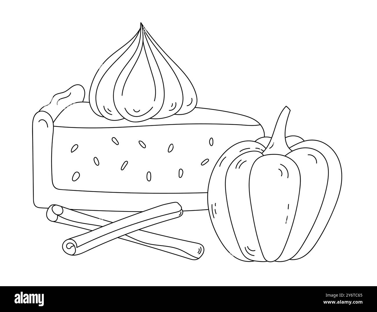 Ausmalseite Cartoon Halloween Feiertags Kürbiskuchen und Ausmalung Stock Vektor