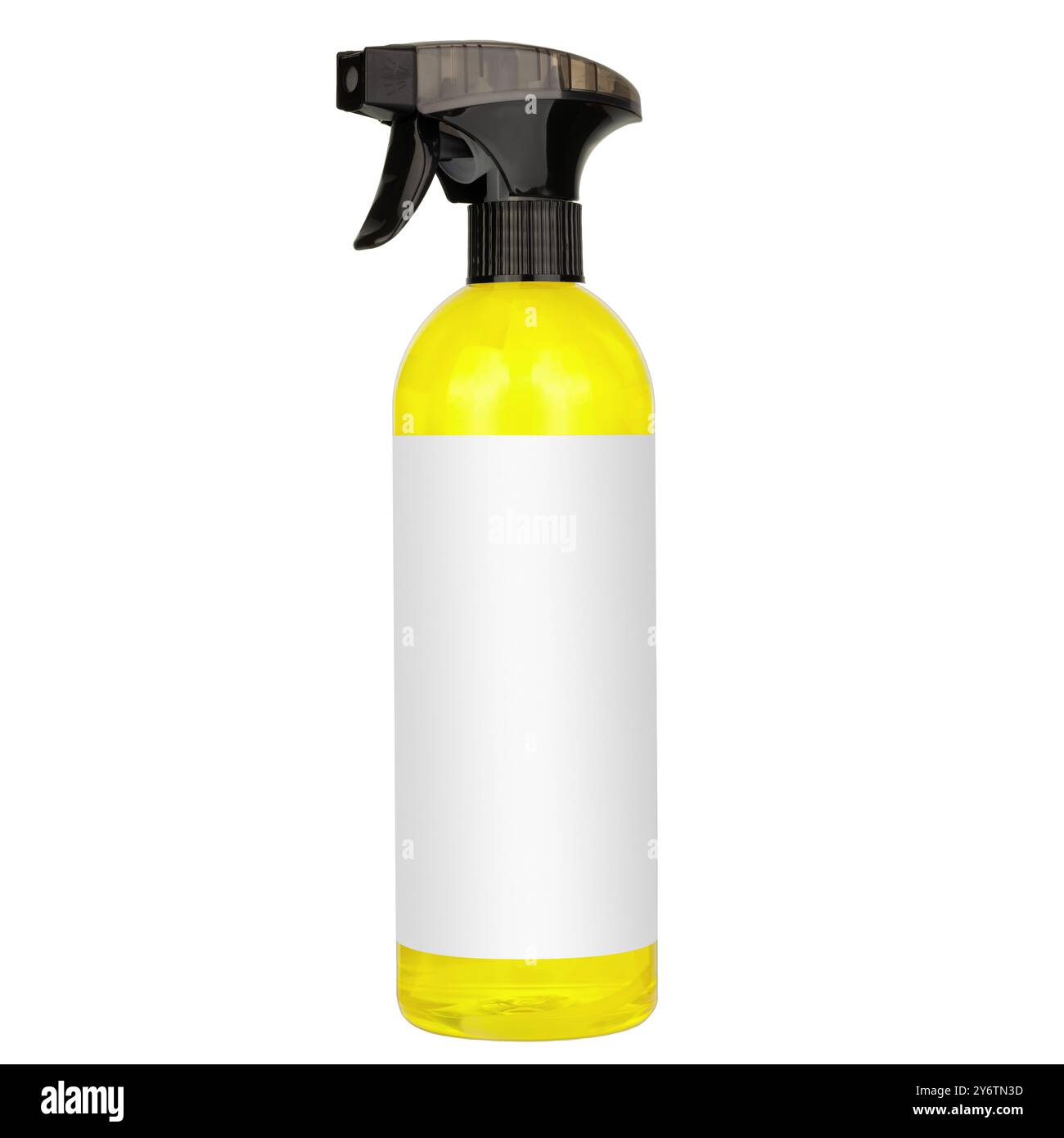 Sprühflasche mit gelber Flüssigkeit Stockfoto