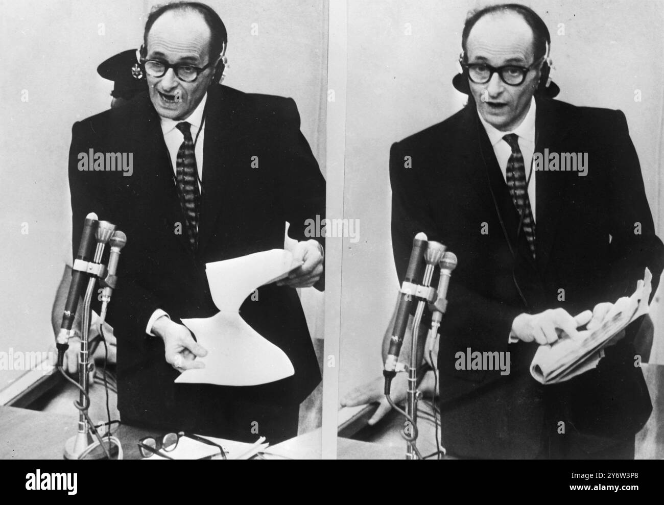 NAZI-ADOLF EICHMANN BEI SEINEM PROZESS IN JERUSALEM AM 12. JULI 1961 Stockfoto