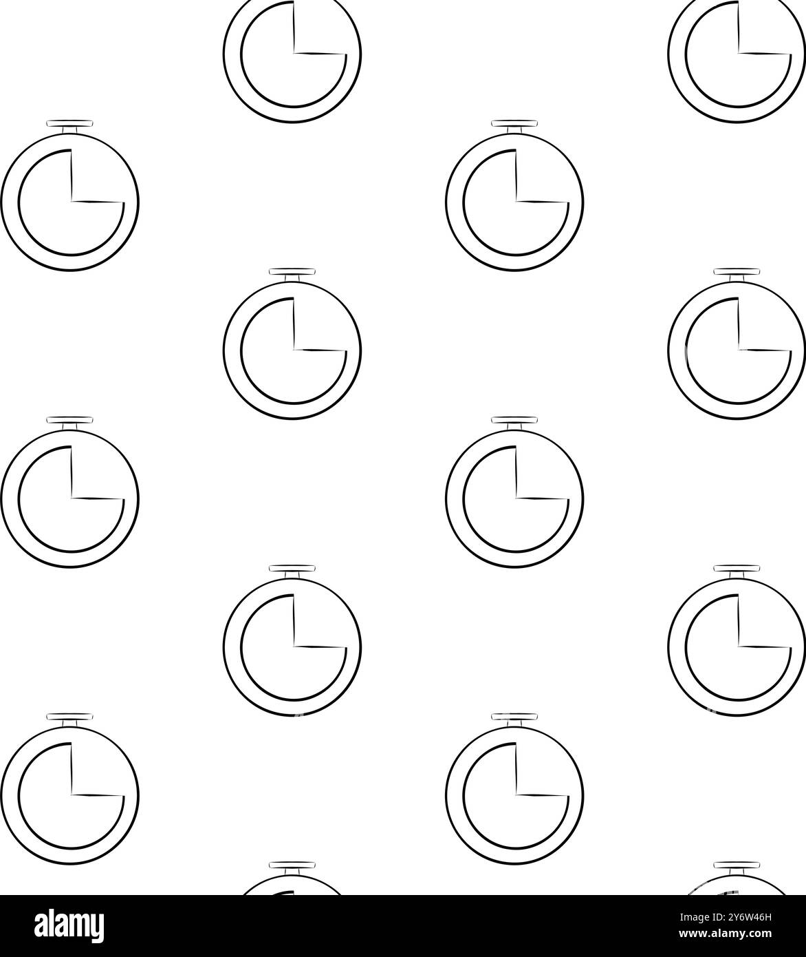 Uhrzeitsymbol nahtloses Muster auf weißem Hintergrund. Vektorabbildung Stock Vektor