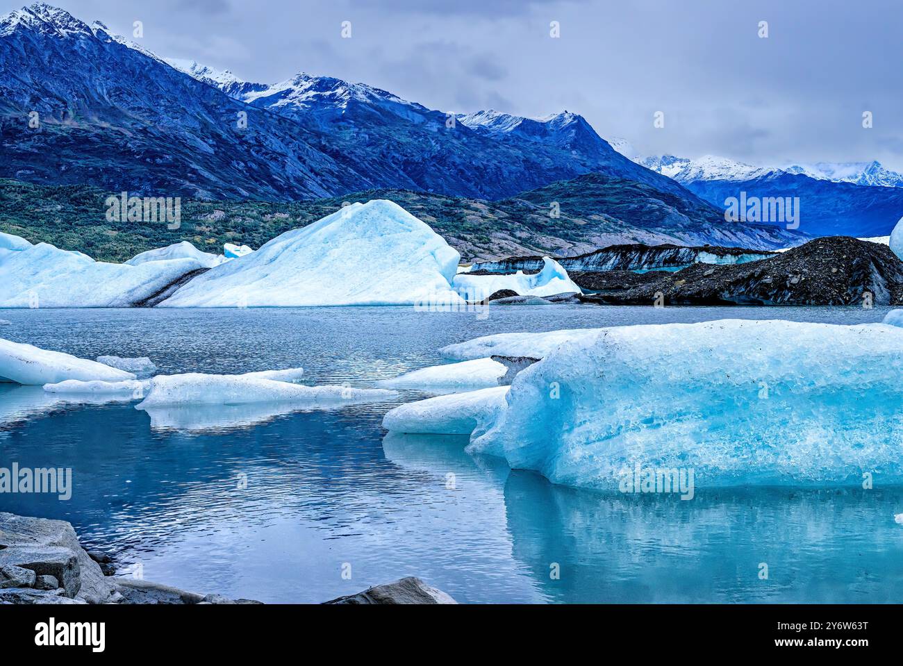 Eisschollen im Knik River Stockfoto