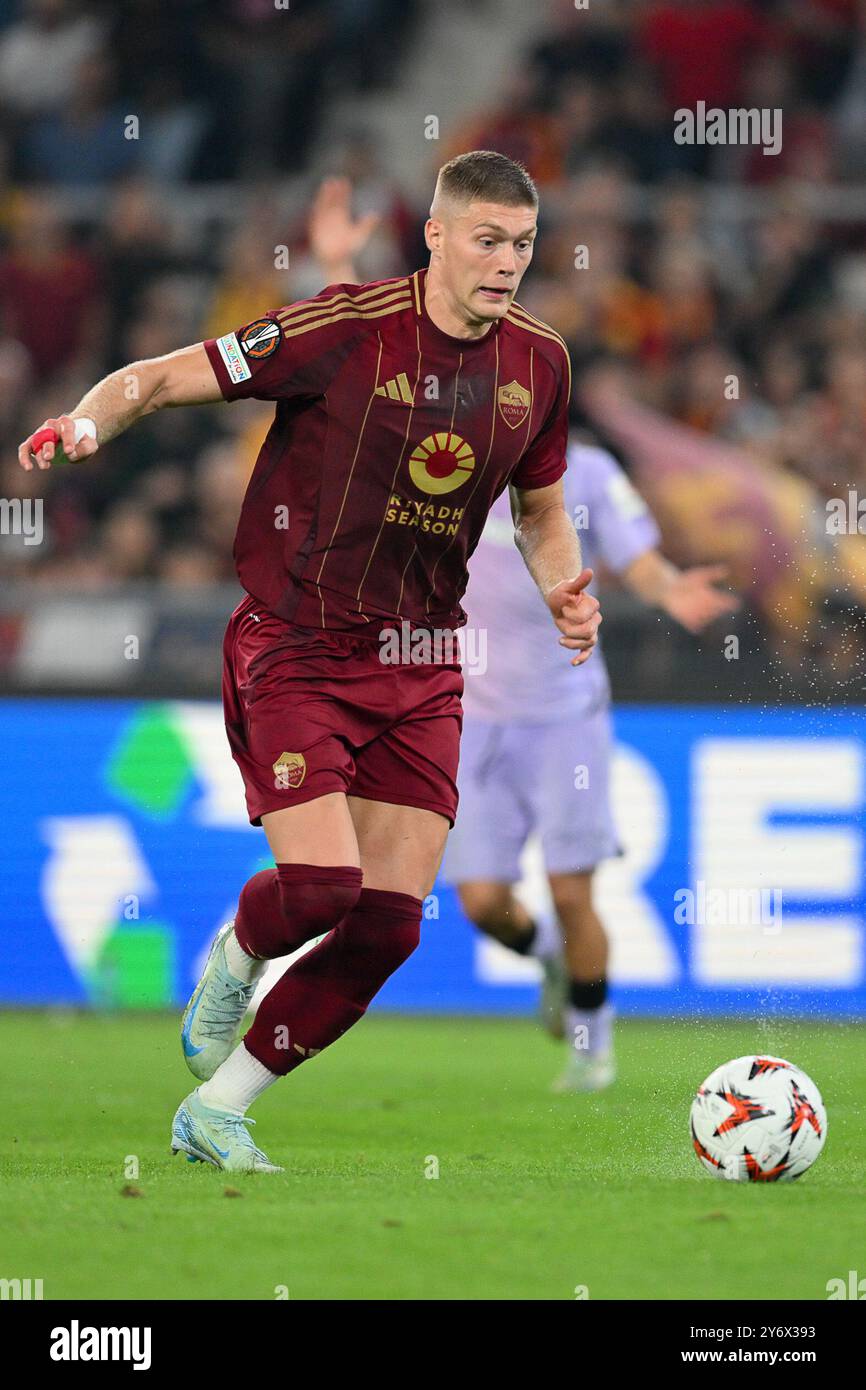 Roma, Italien. September 2024. Stadio Olimpico, Roma, Italien - Artem Dovbyk von AS Roma während des Fußballspiels der UEFA Europa League, Roma vs Athletic Bilbao, 26. September 2024 (Foto: Roberto Ramaccia/SIPA USA) Credit: SIPA USA/Alamy Live News Stockfoto