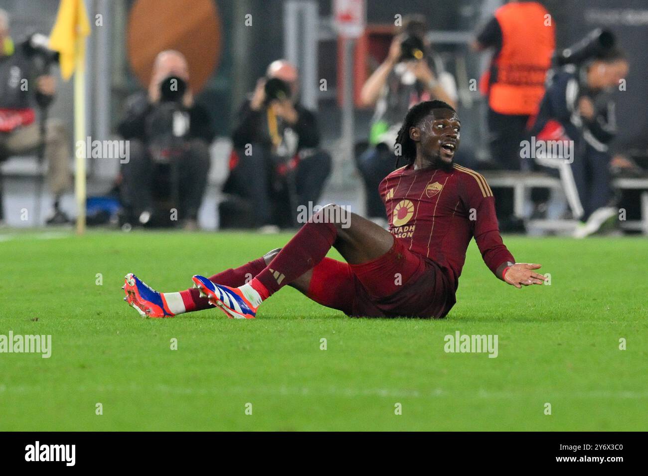 Roma, Italien. September 2024. Stadio Olimpico, Roma, Italien - Manu Kone von AS Roma während des Fußballspiels der UEFA Europa League, Roma vs Athletic Bilbao, 26. September 2024 (Foto: Roberto Ramaccia/SIPA USA) Credit: SIPA USA/Alamy Live News Stockfoto