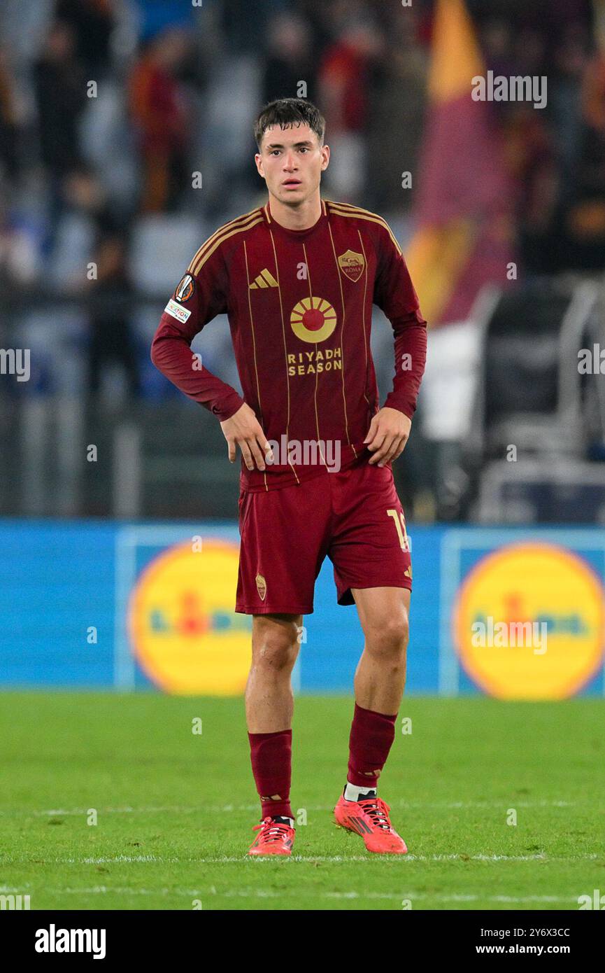 Roma, Italien. September 2024. Stadio Olimpico, Roma, Italien - Matías Soule of AS Roma während des Fußballspiels der UEFA Europa League, Roma vs Athletic Bilbao, 26. September 2024 (Foto: Roberto Ramaccia/SIPA USA) Credit: SIPA USA/Alamy Live News Stockfoto