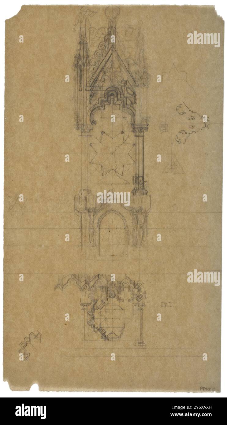 Juan de Madrazo y Kuntz / „Kalk des Tabernakels für die Kathedrale von Oviedo“. 1863 - 1869. Bleistift auf Faserpapier. Museum: Museo del Prado, Madrid, España. Stockfoto