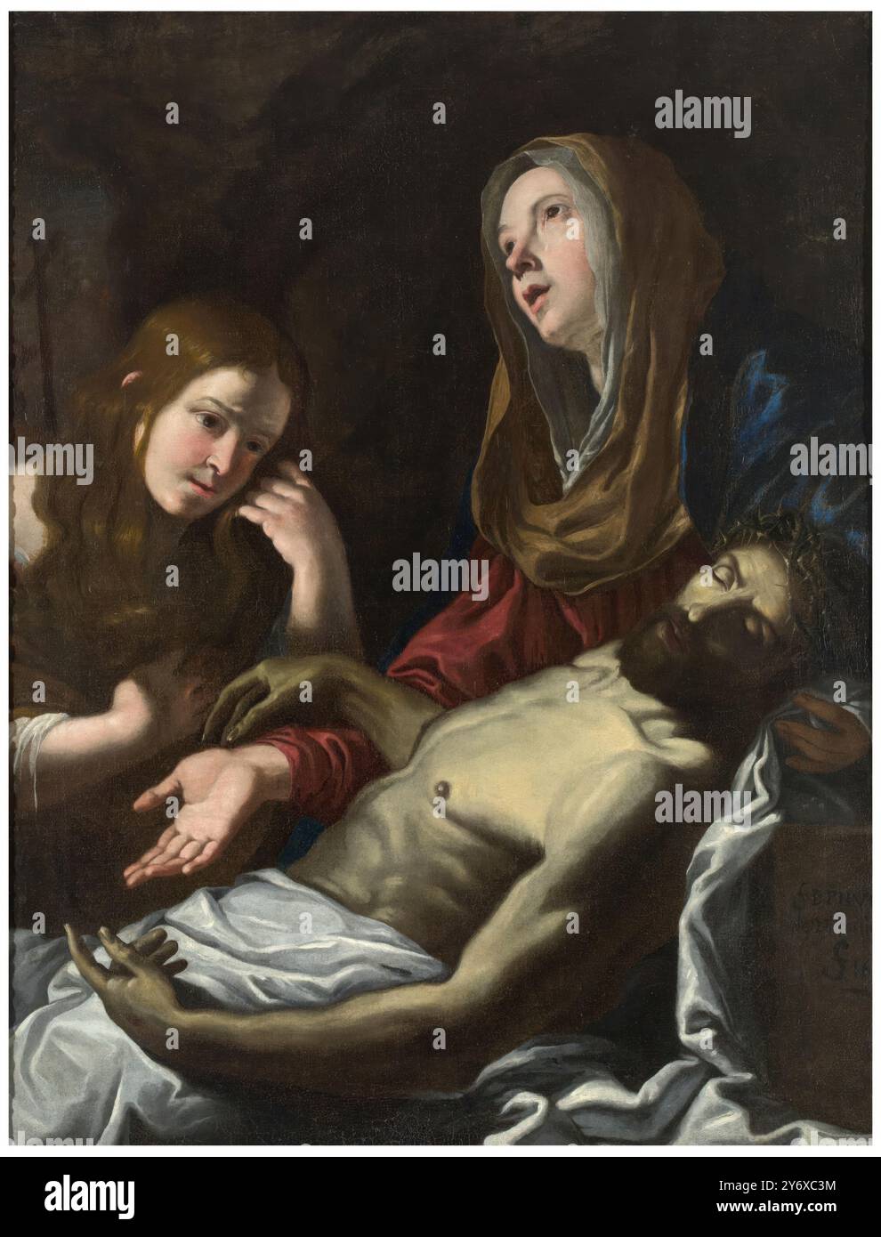 Pedro Núñez de Villavicencio / "die Pieta mit Maria Magdalena". Zweite Hälfte des 17. Jahrhunderts. Öl auf Leinwand. Museum: Museo del Prado, Madrid, España. AUTOR: PEDRO NÚÑEZ DE VILLAVICENCIO. Stockfoto