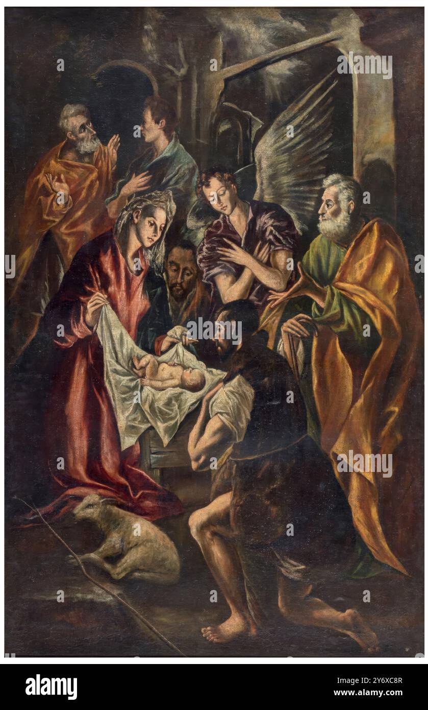 Anonym (: El Greco (Domenikos Theotokopoulos) / 'die Anbetung der Hirten'. 1900 - 1930. Öl auf Leinwand. Museum: Museo del Prado, Madrid, España. Stockfoto