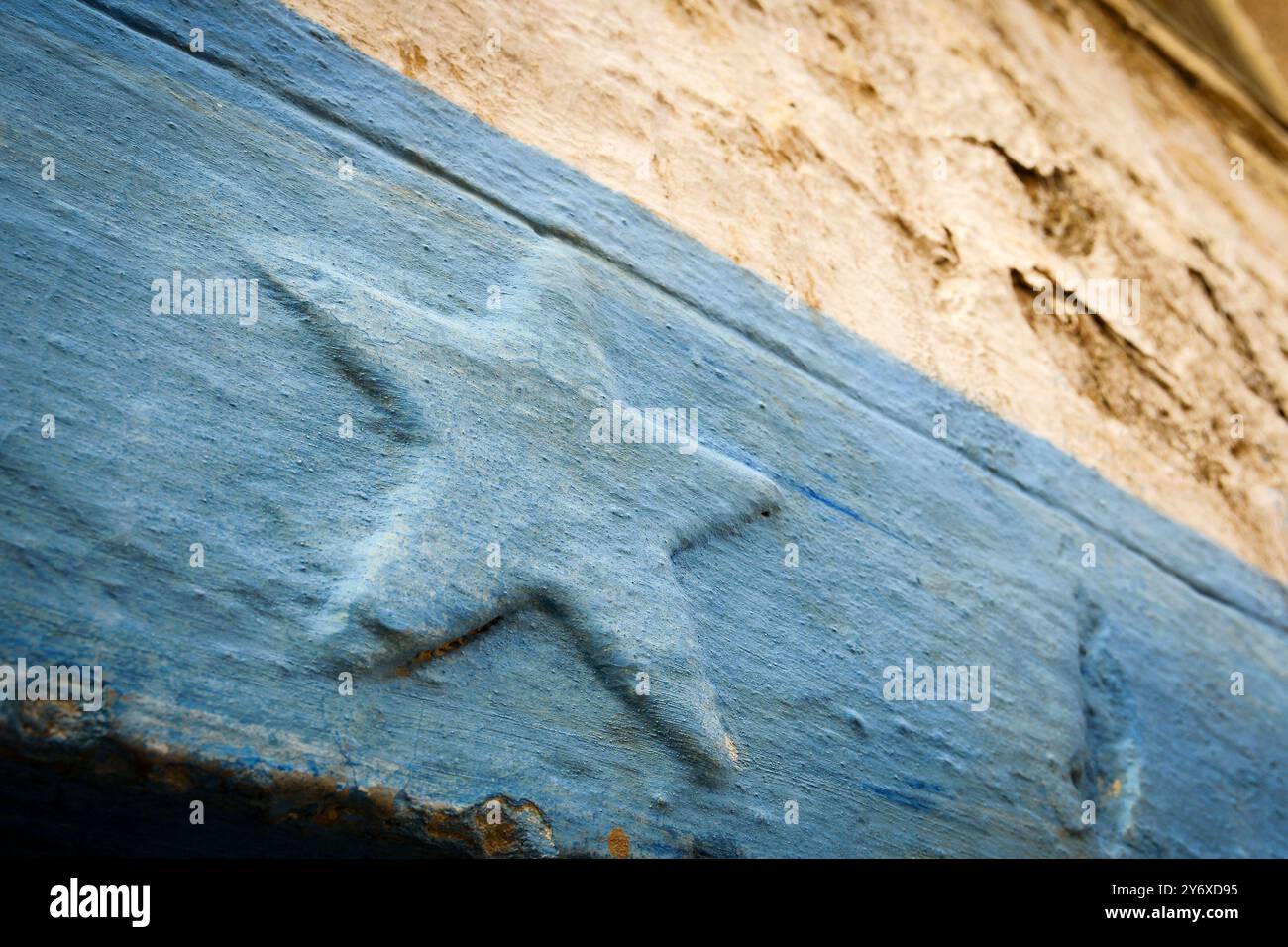 Sternsymbol der fünf Säulen des Islam, Dorf Tioute, Valle del Sous, Antiatlas, Marokko. Stockfoto