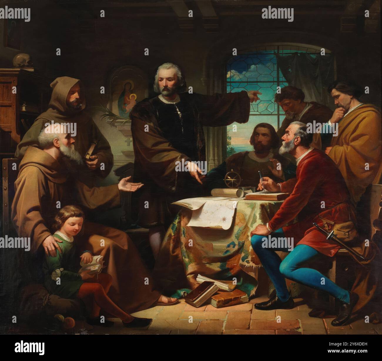 Eduardo Cano de la Peña / Christoph Kolumbus im Kloster La Rábida. 1856. Öl auf Leinwand. Museum: Museo del Prado, Madrid, España. Stockfoto