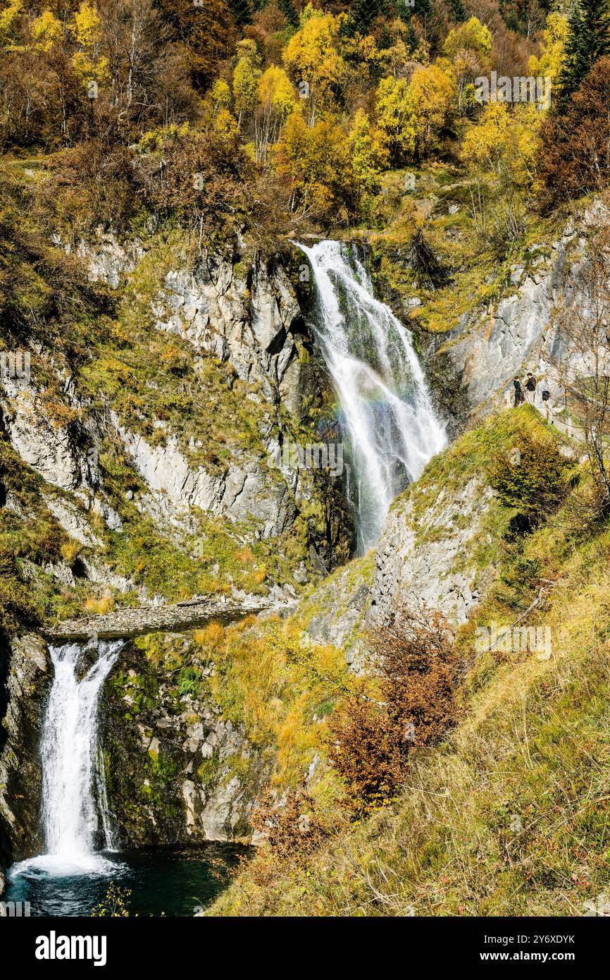 Saut deth Pish Wasserfall, Varradós-Tal, Aran, Lerida, Pyrenäen, Spanien, europa. Stockfoto