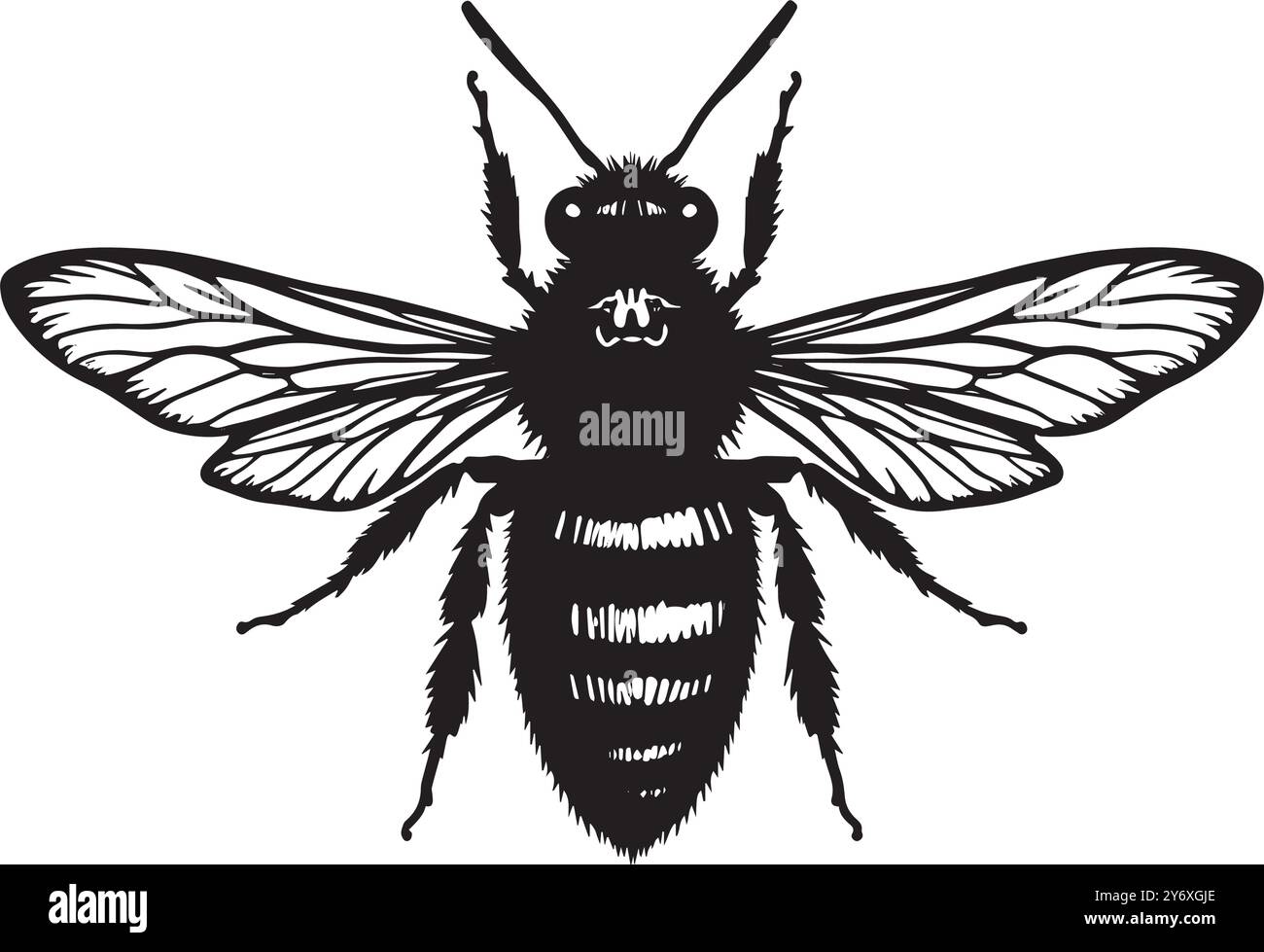 Silhouette BEE Professional Schwarz-weiß-Logo, geeignet für eine Vielzahl von Branchen. Minimalistische Ästhetik, isoliert auf weißem Hintergrund. Stock Vektor
