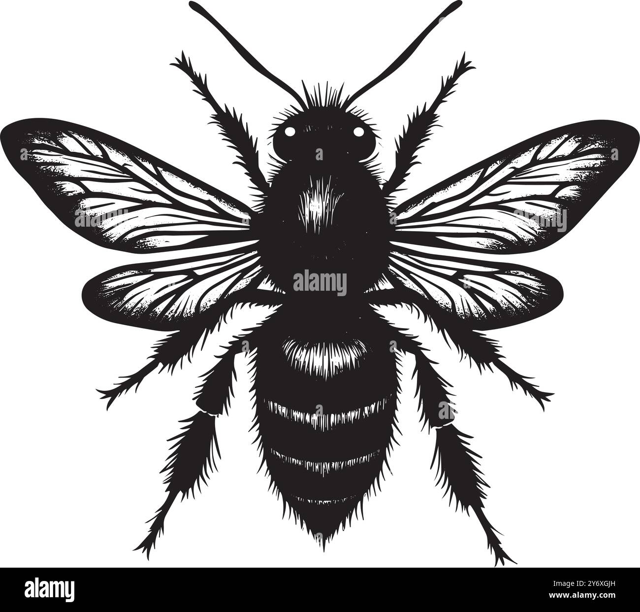 Silhouette BEE Professional Schwarz-weiß-Logo, geeignet für eine Vielzahl von Branchen. Minimalistische Ästhetik, isoliert auf weißem Hintergrund. Stock Vektor