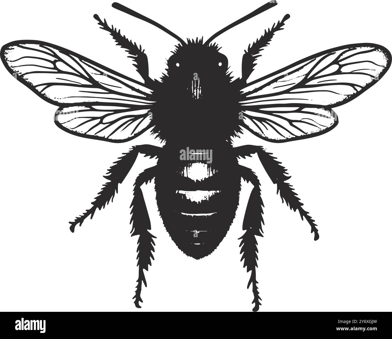 Silhouette BEE Professional Schwarz-weiß-Logo, geeignet für eine Vielzahl von Branchen. Minimalistische Ästhetik, isoliert auf weißem Hintergrund. Stock Vektor