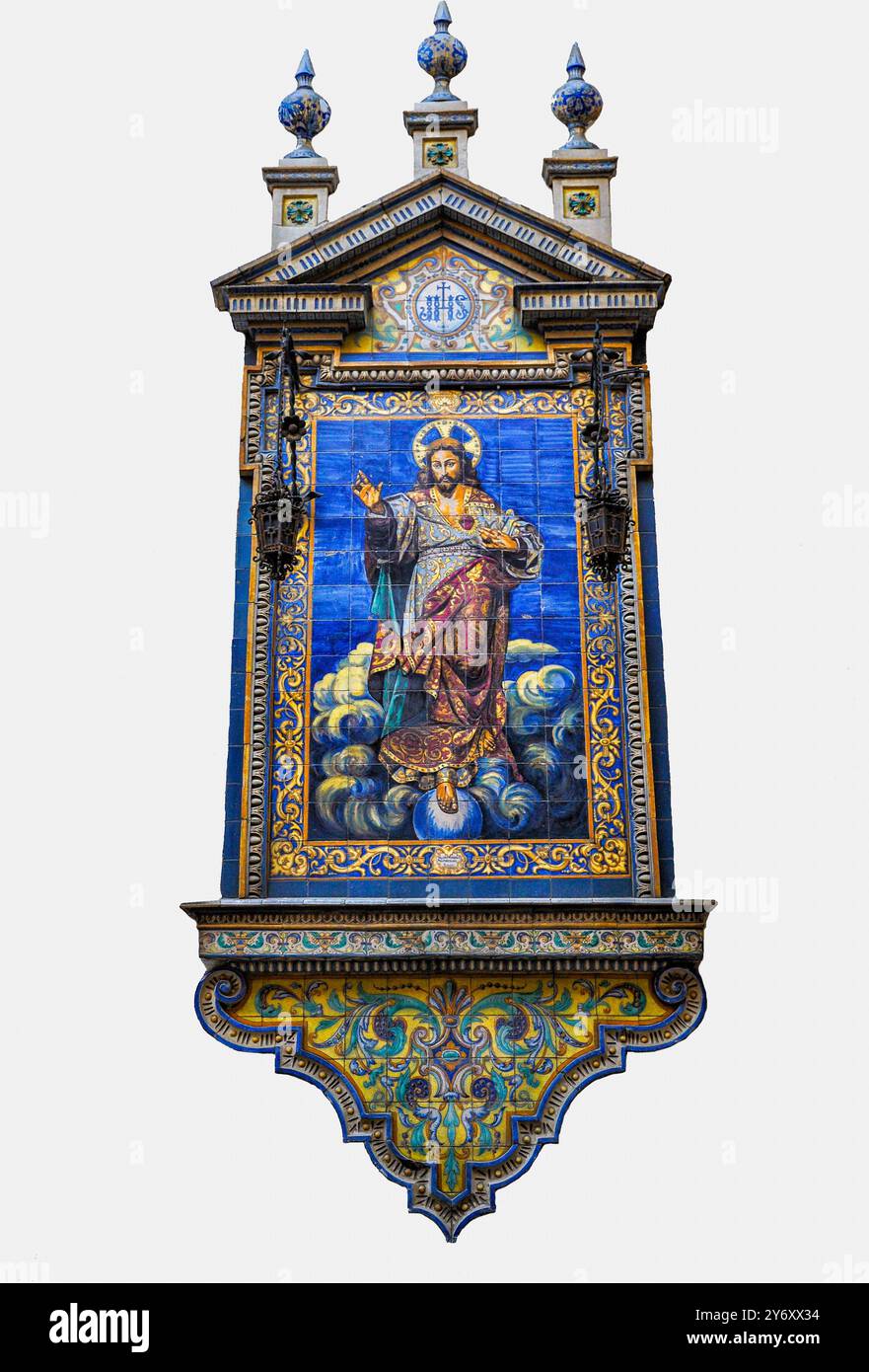 Keramikaltar des Heiligen Herzens Jesu, Kirche des Heiligen Herzens in Sevilla Stockfoto