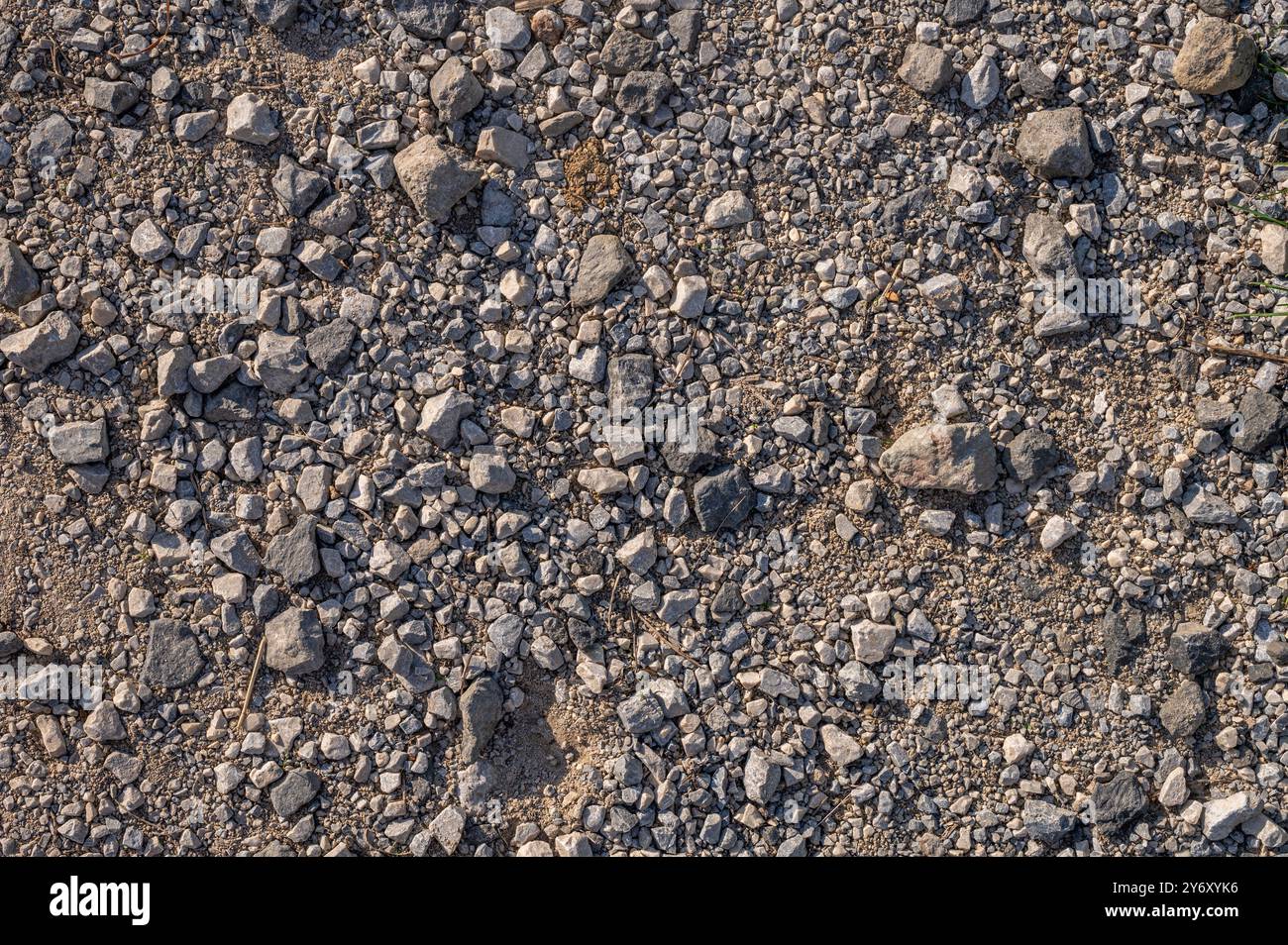 Strukturiertes Gelände: Eine Nahaufnahme von Schotter Stockfoto