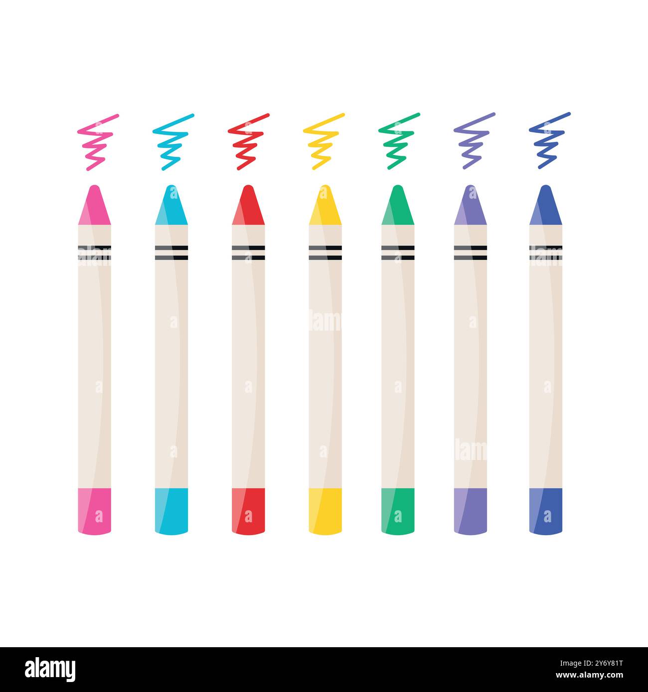 Set mit hellen Buntstiften. Kindliche Palette. Vektorabbildung Stock Vektor