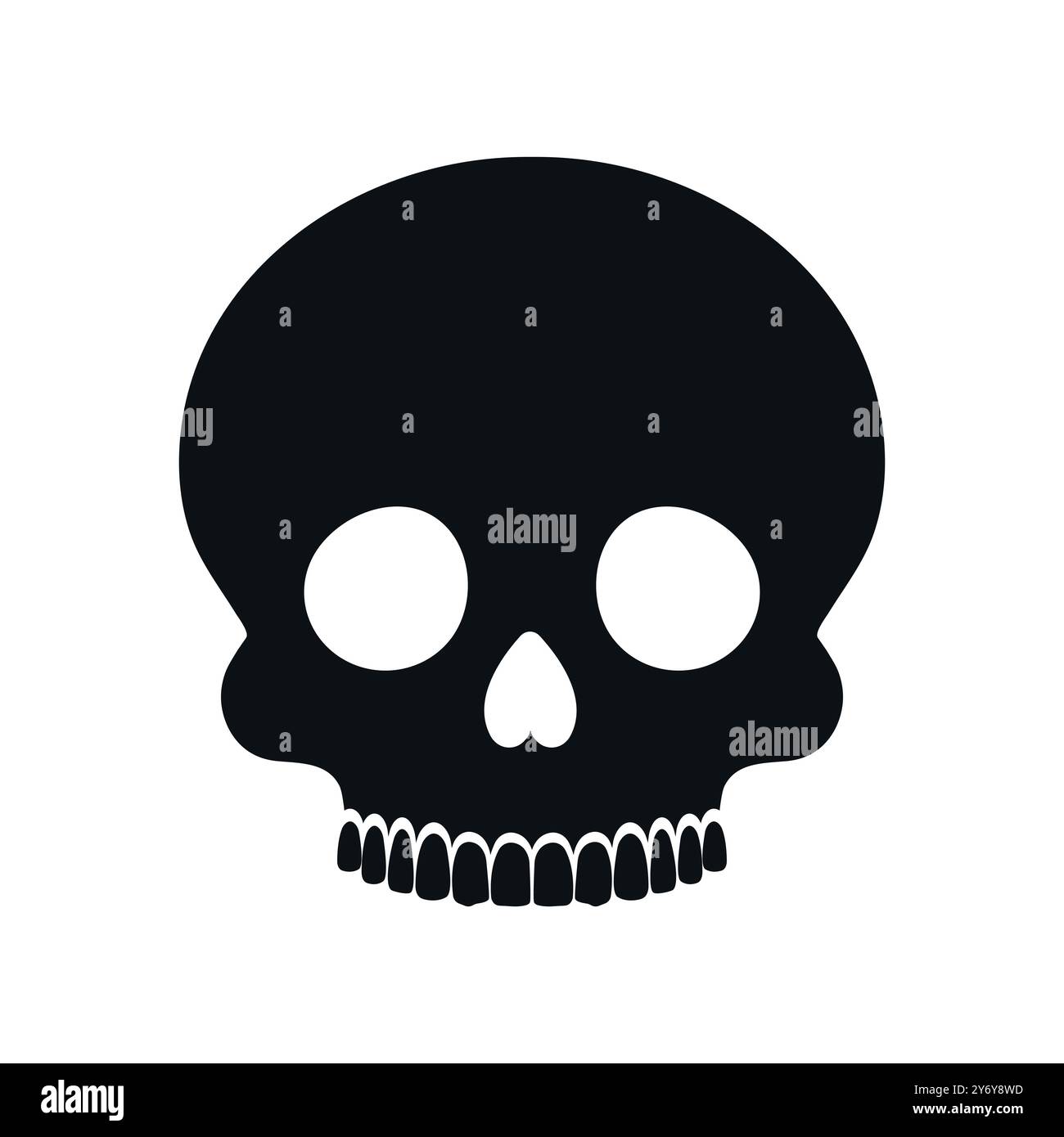 Menschlicher Schädel ohne Unterkiefer-Silhouette auf weißem Hintergrund. Logo mit Totenkopf-Symbol. Vektorabbildung Stock Vektor