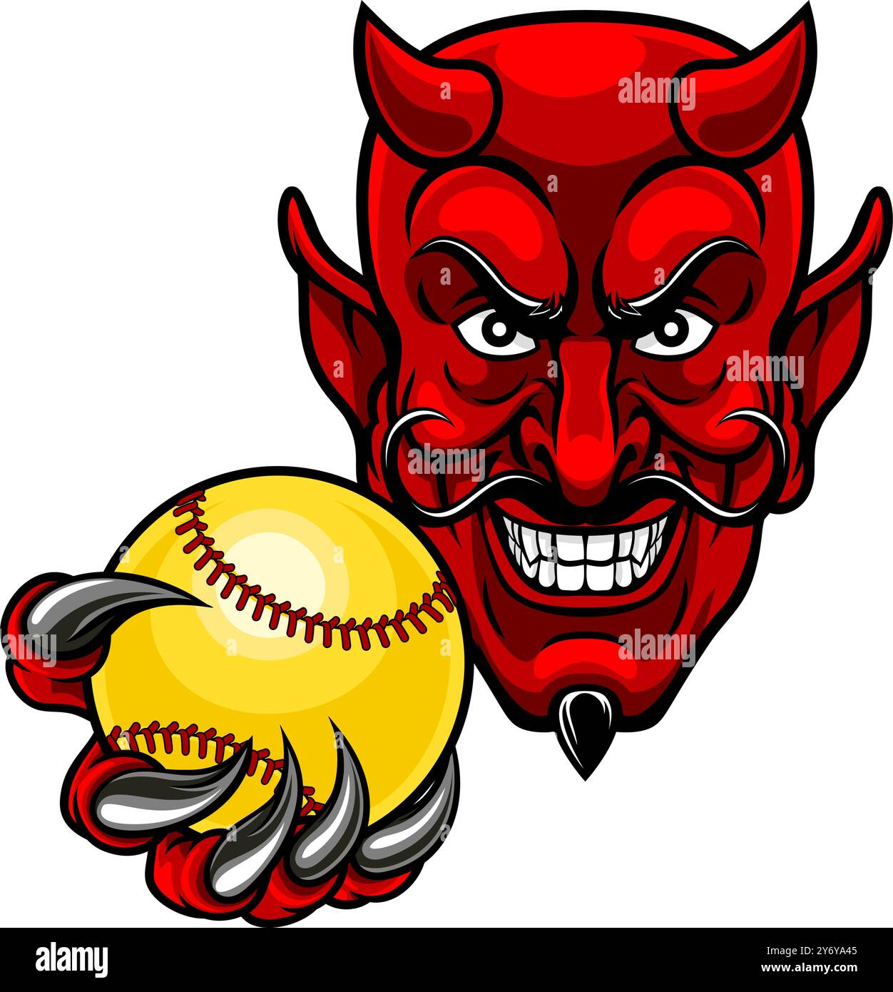 Devil Softball Sportmannschaft Maskottchen Stock Vektor