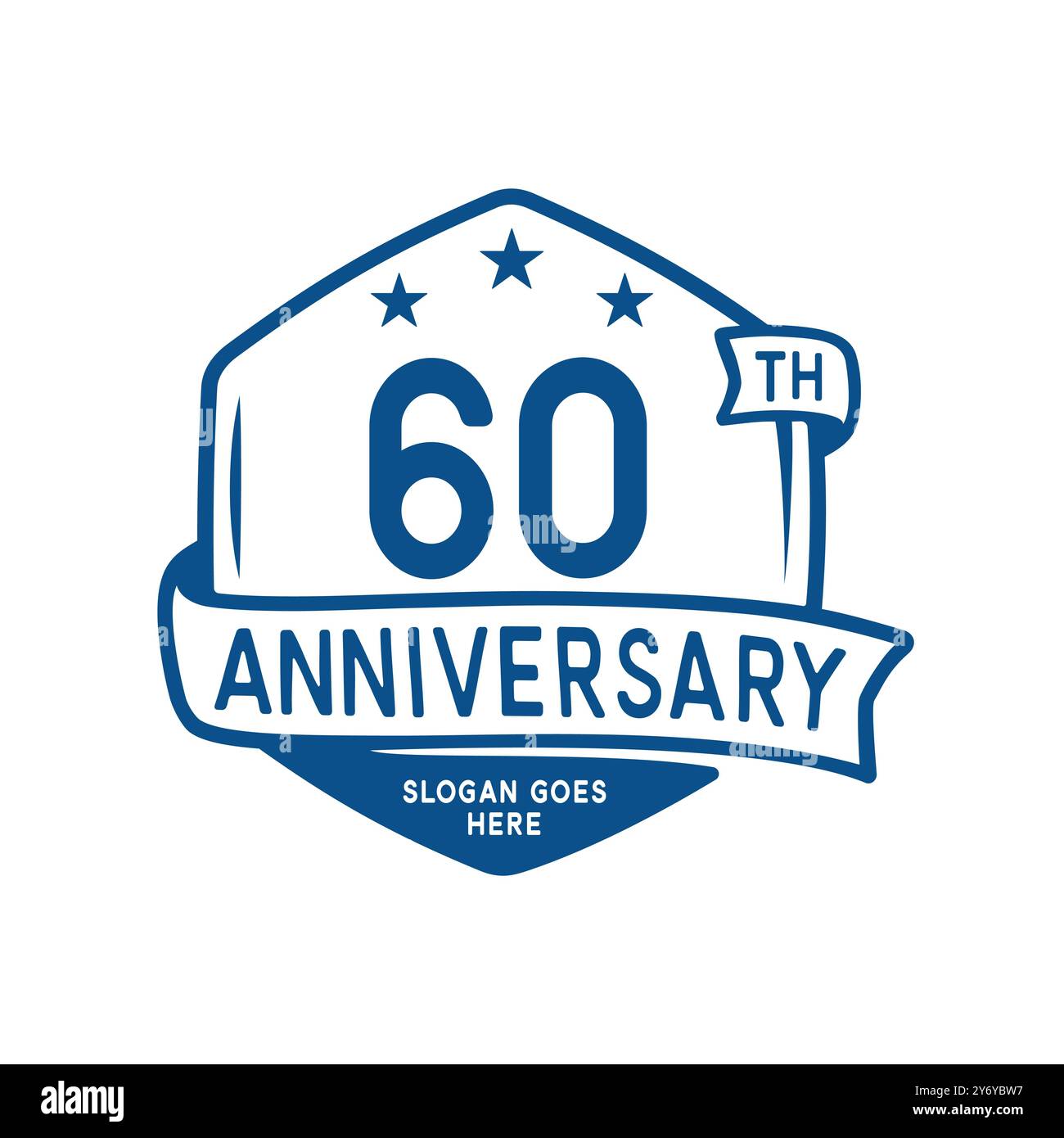 Sechseckige Designvorlage zur Feier des 60-jährigen Jubiläums. Logo zum 60-jährigen Jubiläum. Vektor und Illustration. Stock Vektor