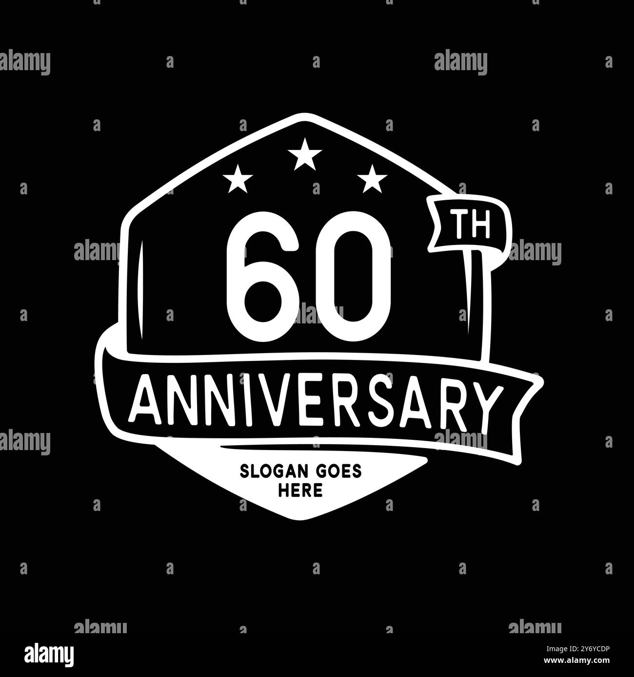 Sechseckige Designvorlage zur Feier des 60-jährigen Jubiläums. Logo zum 60-jährigen Jubiläum. Vektor und Illustration. Stock Vektor