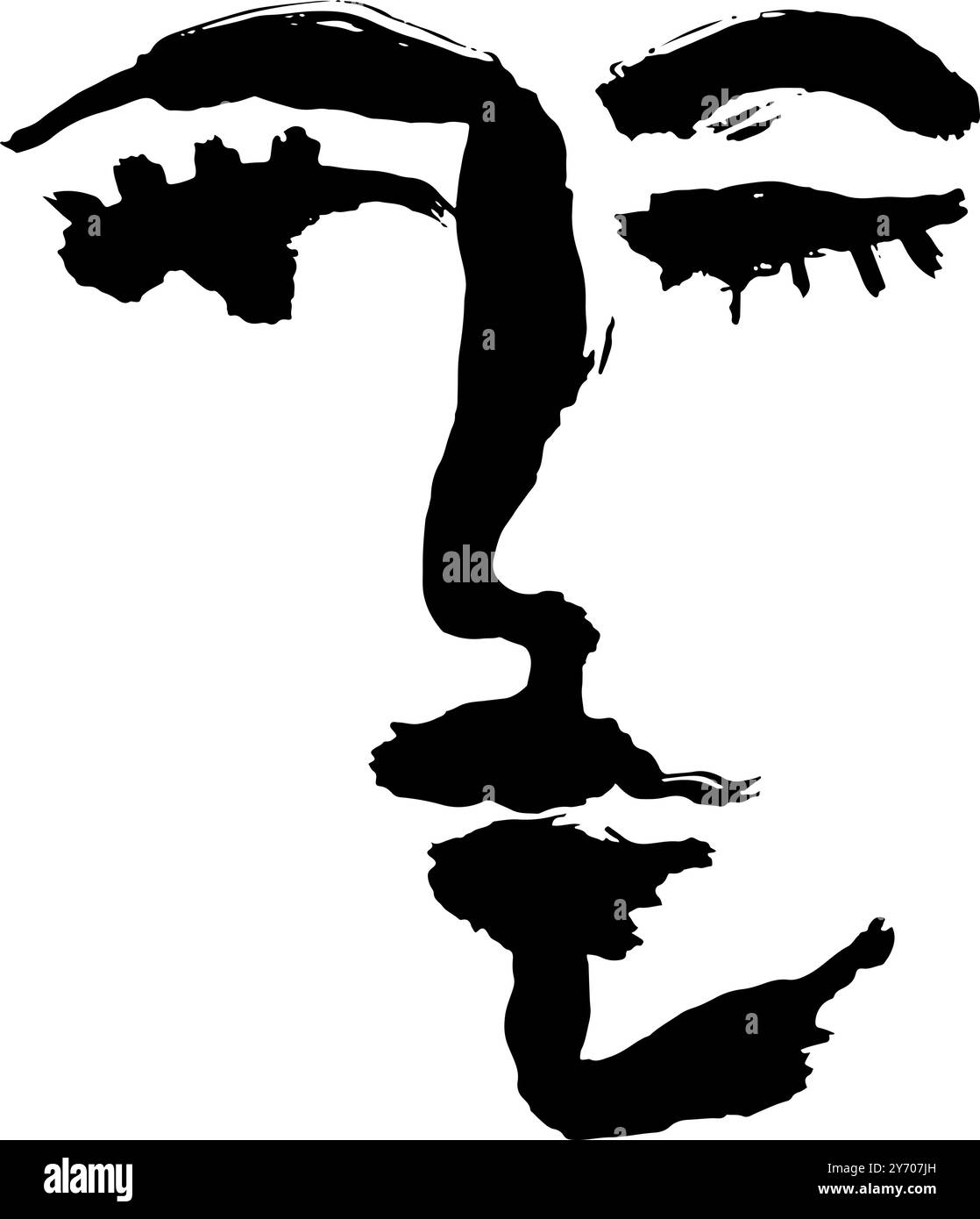 Zeitgenössisches Trockenes Pinsel Abstraktes Modernes Mädchen Porträt. Stock Vektor