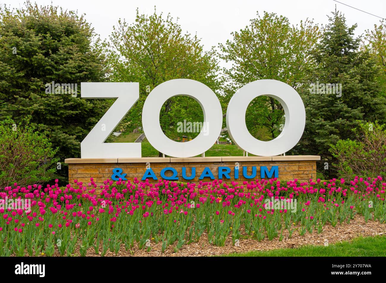 Das Zeichen des Henry Doorly Zoo and Aquarium in Omaha, NE, USA Stockfoto
