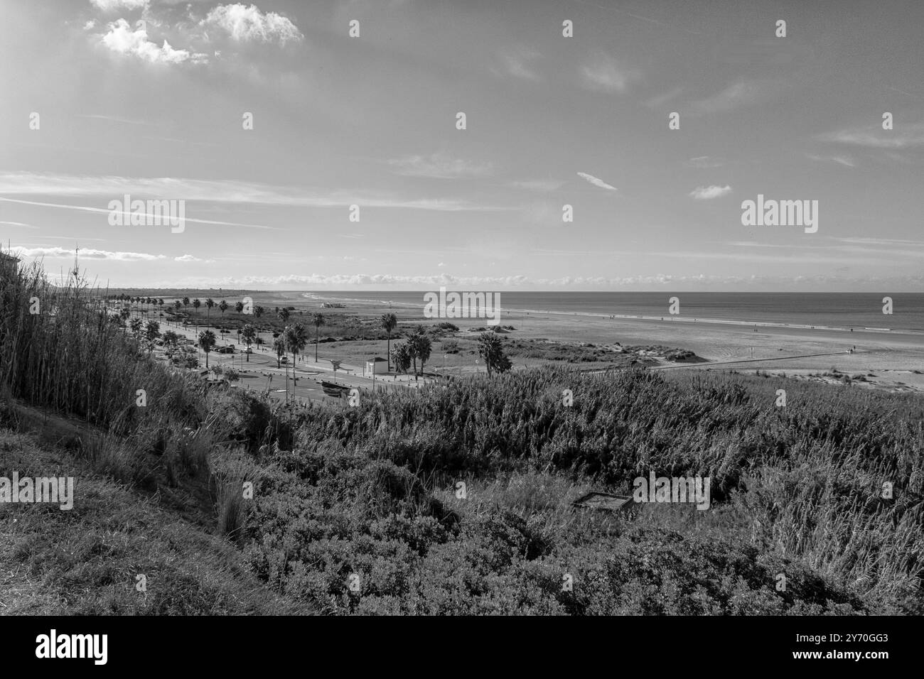 Blick auf den Strand von Conil de la Frontera in Südandalusien, Spanien Stockfoto