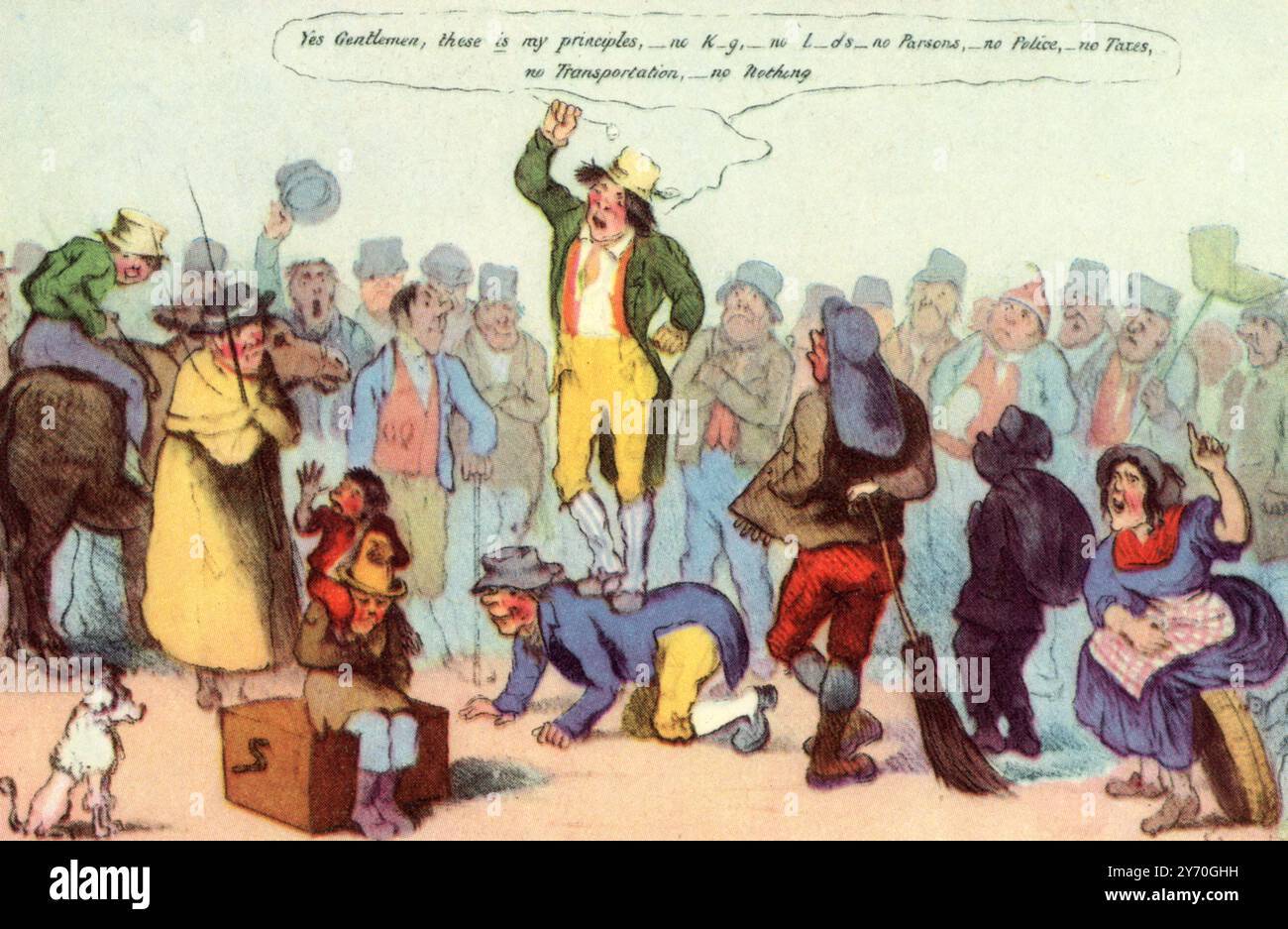 "Ein Treffen der Gewerkschaften", c1830. Eine satirische Zeichentrickserie aus dem 19. Jahrhundert. Aus McLean's Monthly Sheet of Caricature, 1830. Stockfoto