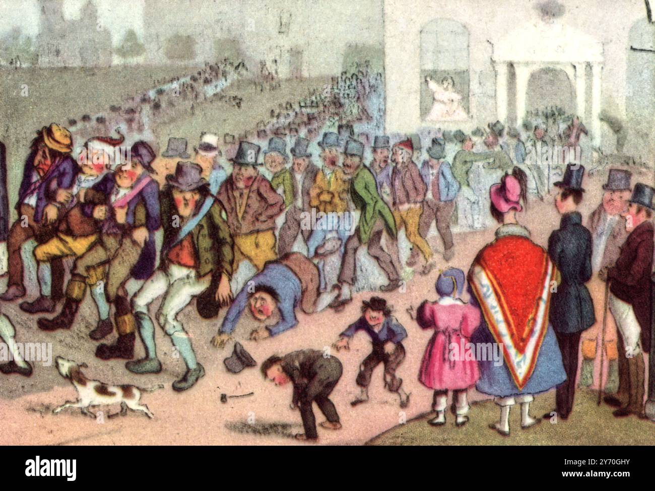 "Ein Sonntagsausbruch der Gewerkschaften", 1830. Eine satirische Zeichentrickserie aus dem 19. Jahrhundert. Aus McLean's Monthly Sheet of Caricature, 1830. Stockfoto