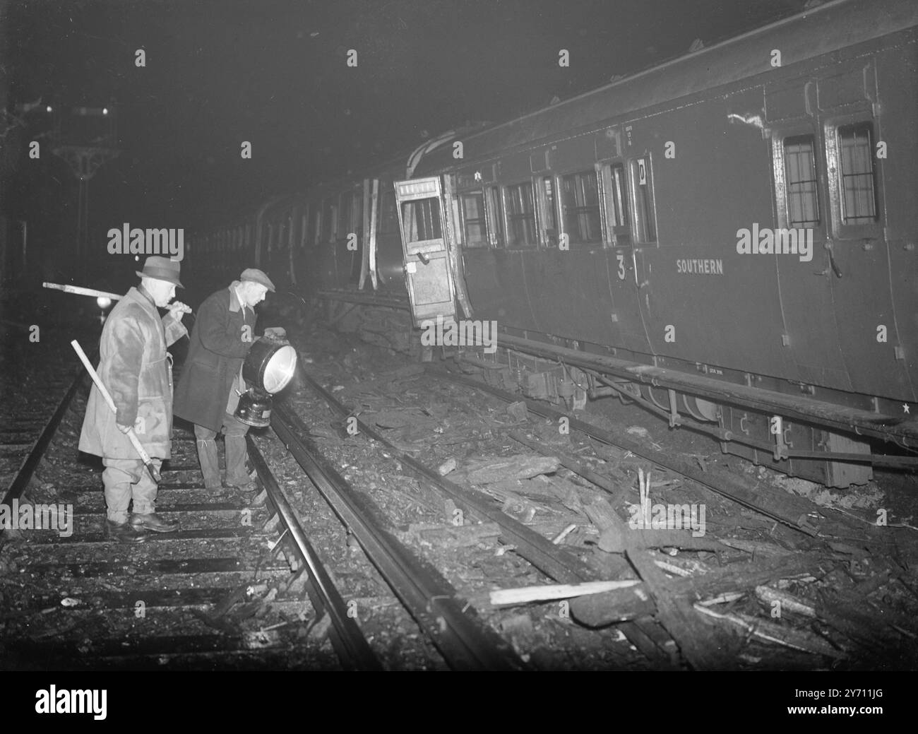 Durch den Flottenbahnabsturz. 1. Januar 1947 Stockfoto