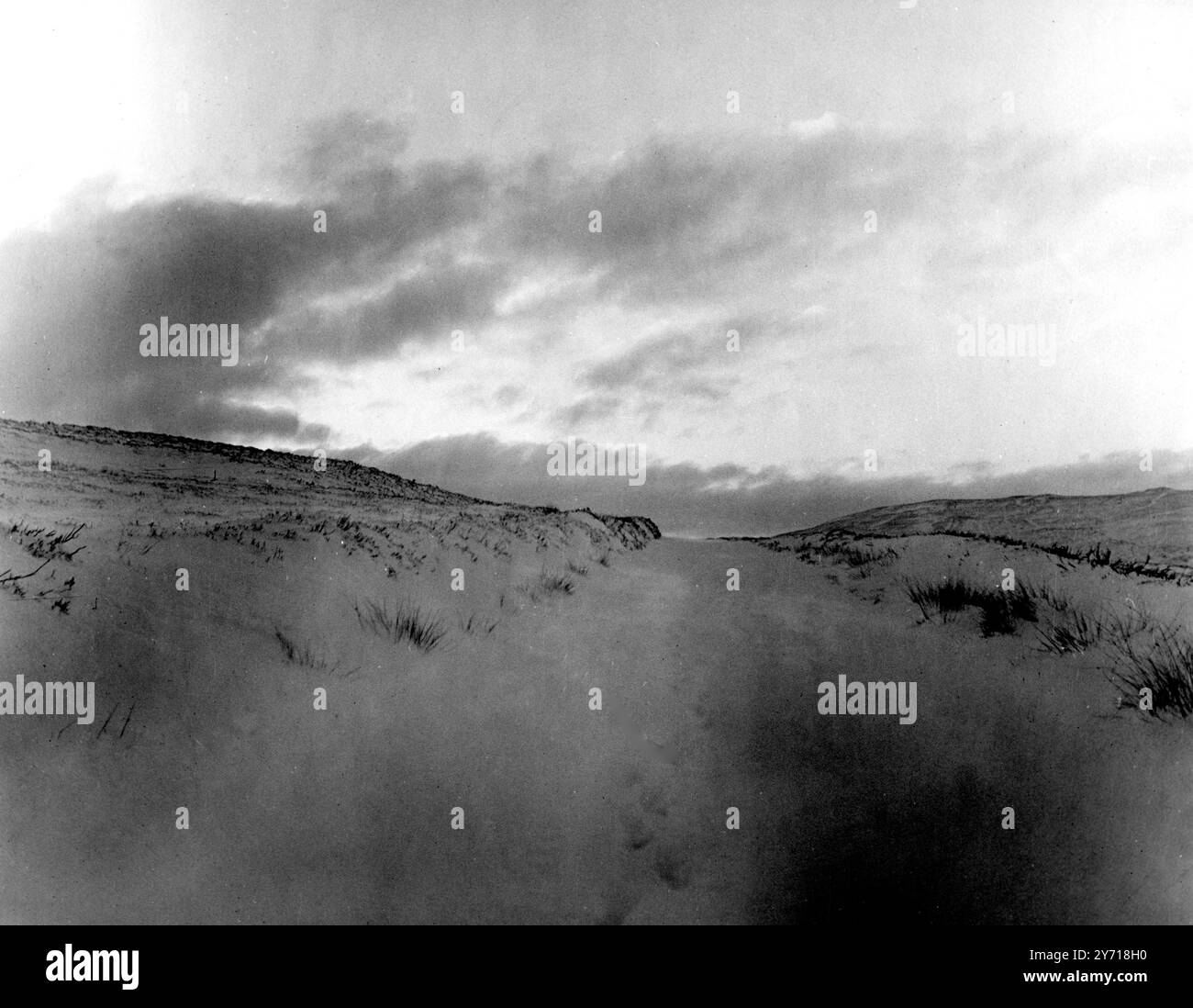 Eine schneebedeckte Landschaft , Wales , Vereinigtes Königreich 19 Dezember 1950 Stockfoto