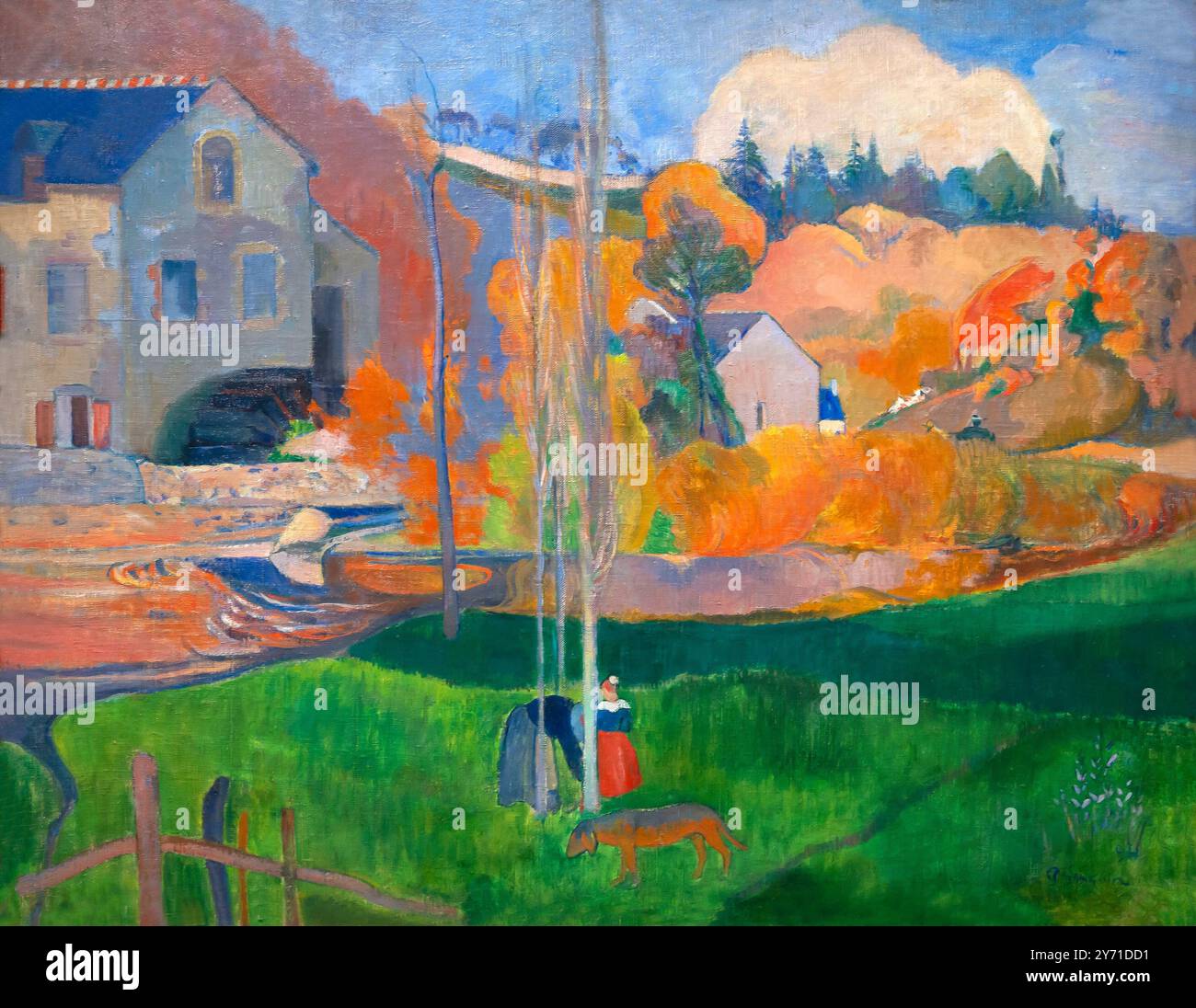 Landschaft in der Bretagne, David's Mill, Paysage de Bretagne, Le Moulin David, Paul Gauguin, 1894, Stockfoto