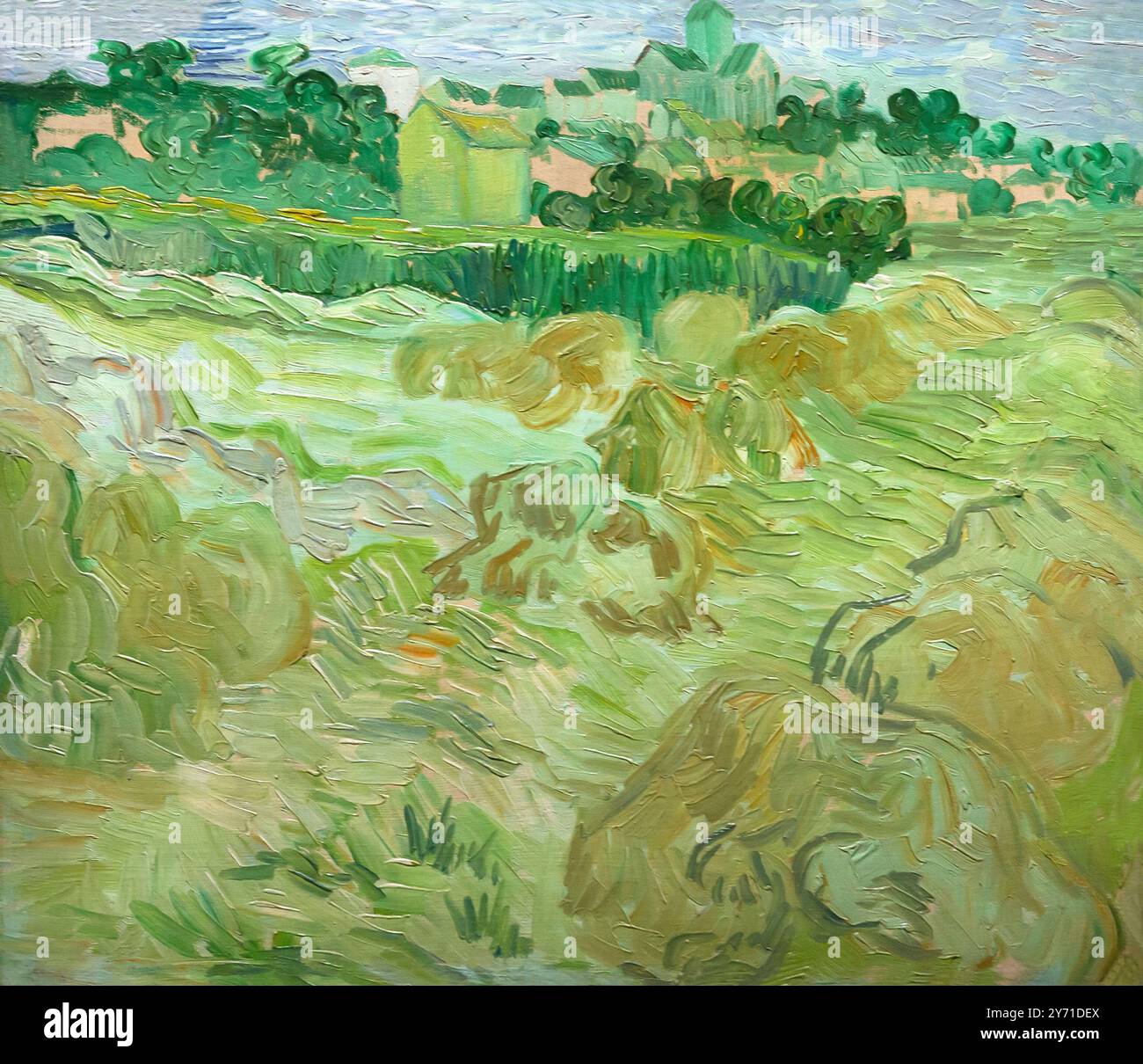 Weizenfelder mit Auvers im Hintergrund, Vincent van Gogh, 1890, Stockfoto