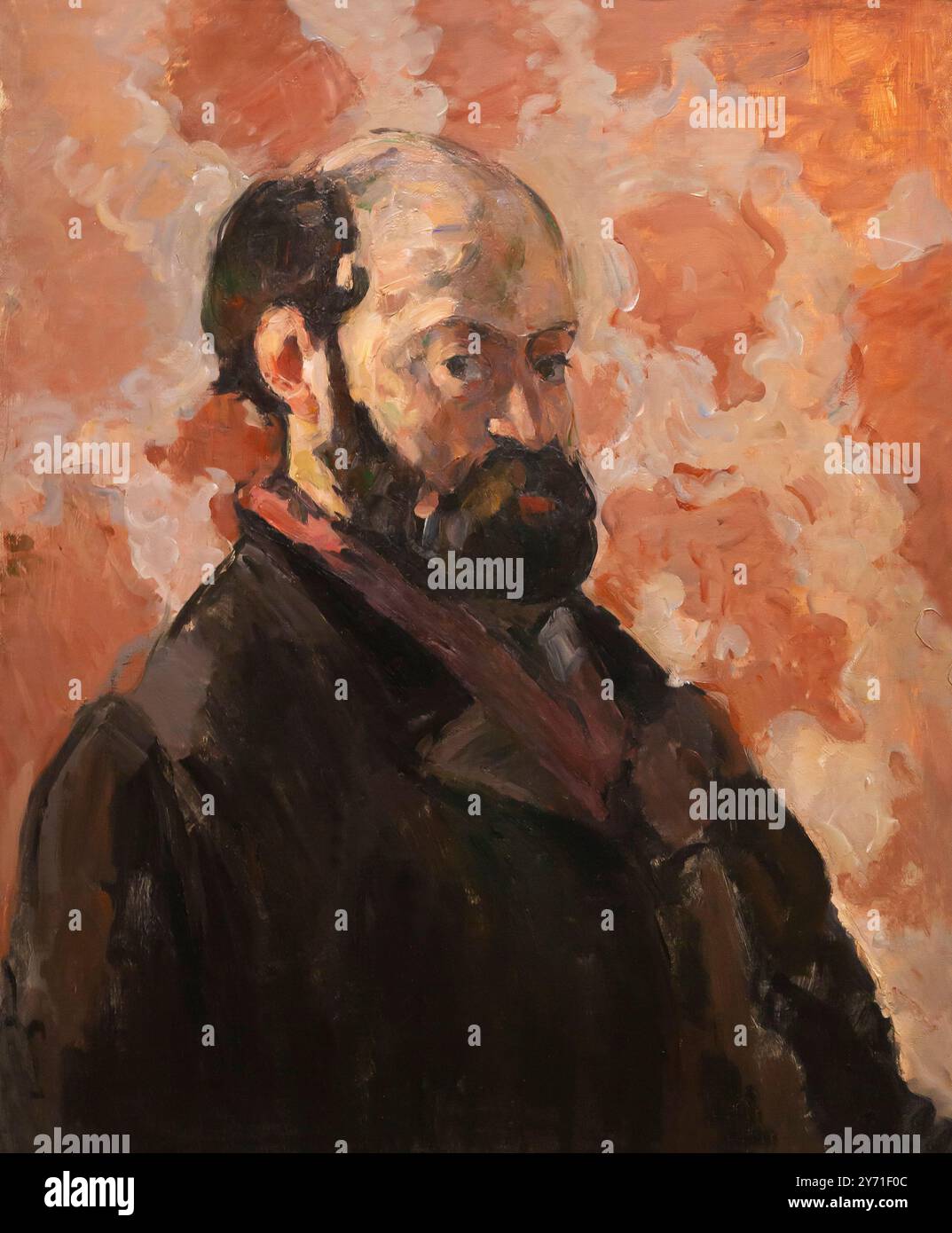 Porträt des Künstlers mit rosafarbenem Hintergrund, Selbstporträt mit rosafarbenem Hintergrund, Portrait de L'Artiste au Fond Rose, Paul Cezanne, um 1875, Stockfoto