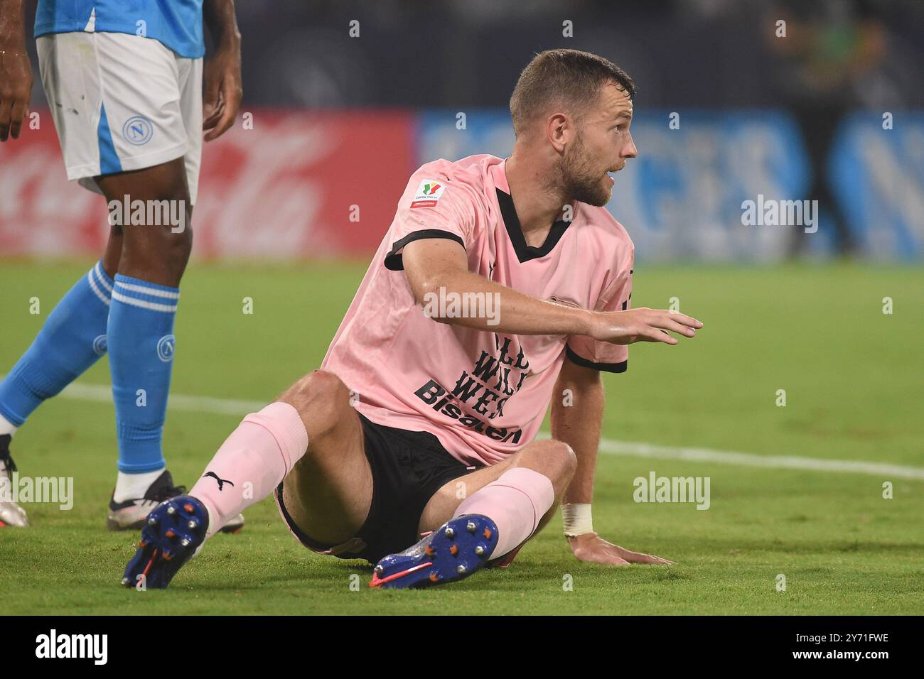 Neapel, Italien. September 2024. Jeremy Le Douaron vom FC Palermo während des Coppa Italia Spiels zwischen SSC Napoli und Palermo FC im Stadio Diego Armando Maradona Naples Italien am 26. September 2024. Franco Romano/Alamy Live News Stockfoto