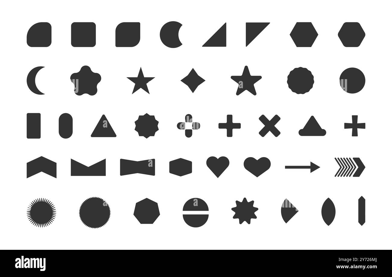 Grundform Silhouette, Grundform Clipart, einfache Form, Grundform Vektorsatz, Grundform Bündel Stock Vektor