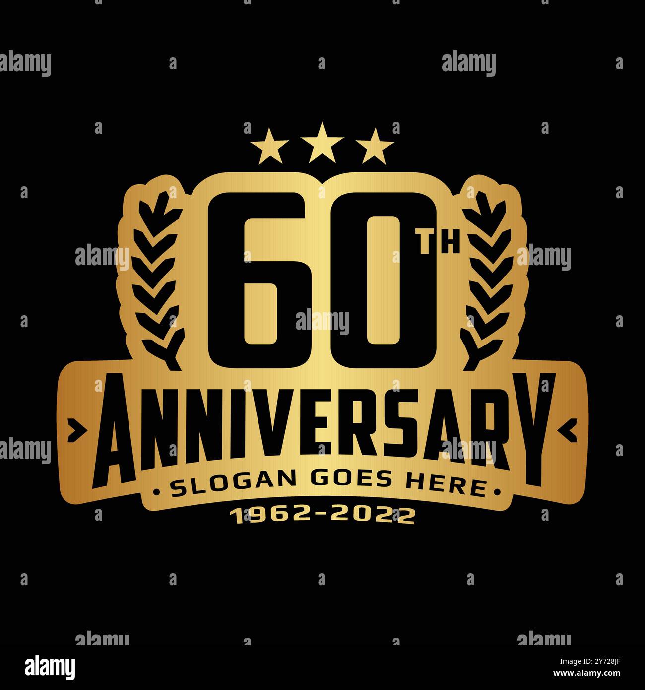 Design-Vorlage zum 60-jährigen Jubiläum. Logo zum 60-jährigen Jubiläum. Vektor und Illustration Stock Vektor