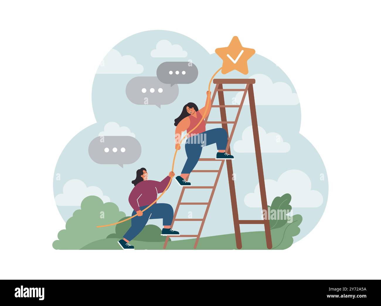 Vertrauenskonzept. Enge Freunde teilen Geheimnisse miteinander. Freundschaftsunterstützung und Zuverlässigkeit. Vertrauenswürdige Beziehungen. Illustration des flachen Vektors Stock Vektor