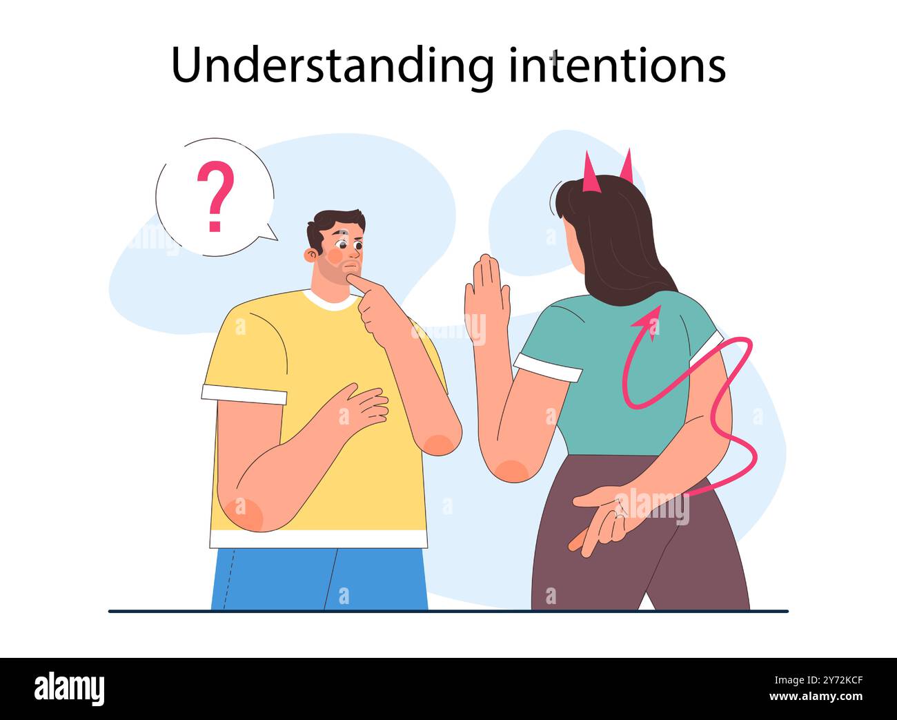 Emotionale Intelligenz. Emotionsausbalancierung und Kontrolle. Positive Aspekte der emotionalen Intelligenz, EQ-Entwicklung. Charaktere, die die Absichten anderer Menschen tief verstehen. Illustration des flachen Vektors Stock Vektor