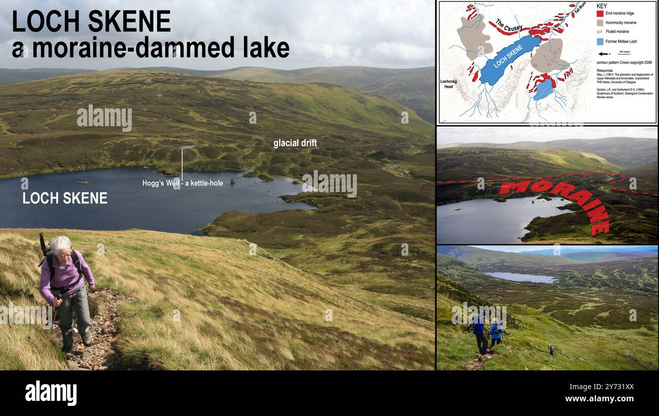 Klassische schottische Landschaften: Loch Skene - ein moränengestauter See Stockfoto