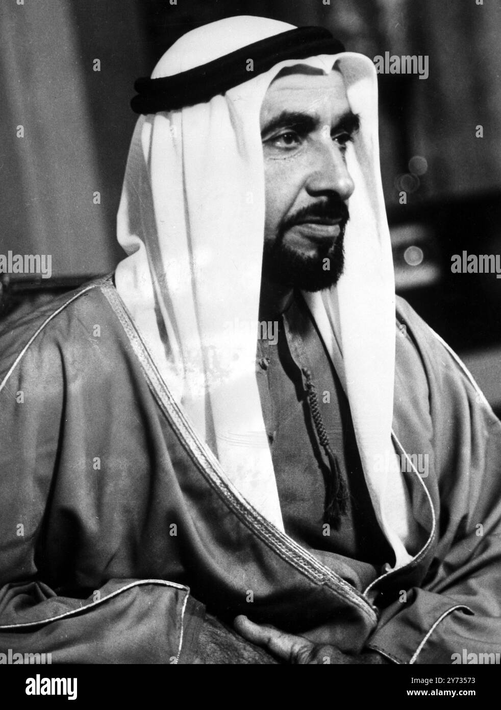 Sheikh Zayed II bin Sultan al Nahayan , Herrscher von Abu Dhabi , dem größten Trucial State und der reichsten Nation der Welt . 28. Oktober 1969 Stockfoto